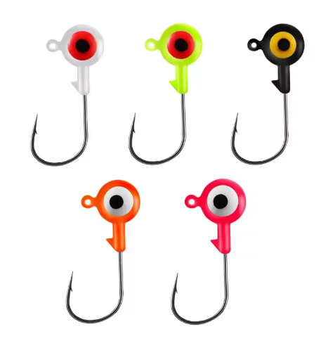 50pcs Round Jig Heads Standard Hook Bass Crappie Fishing Jigs 1/8 oz or 1/4 oz