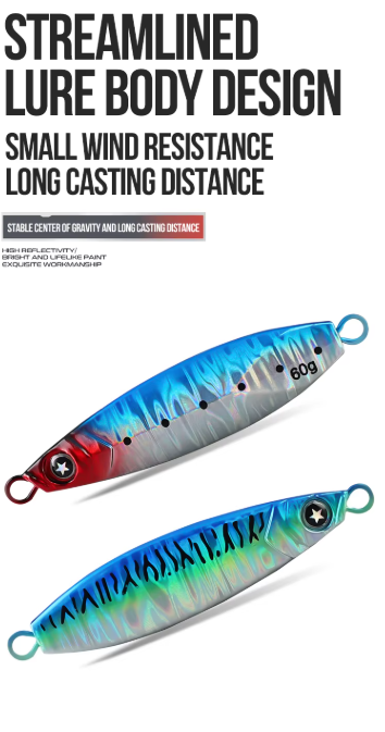 Mikton Outdoors 5PCS Vertical Jig Fishing Lures Variety Pack 5 Colors Metal Jigs No Hooks 60g
